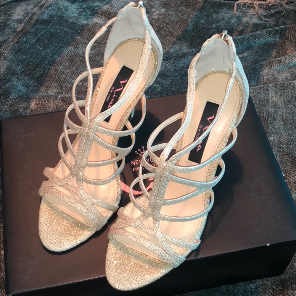 Nina Gold Strappy Heels
